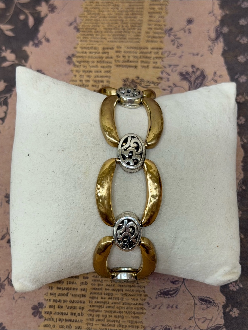 BRIGHTON Two Tone Hammered Link Bracelet
